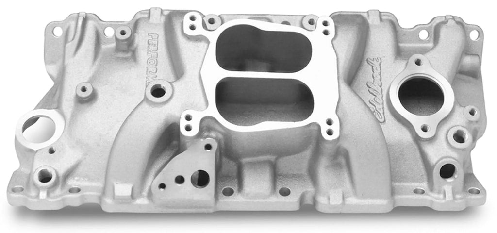Edelbrock 3706 Performer Series Intake Manifold; Satin Finish; Idle-5500rpm; For 4 bbl Carbs; For Cast Iron Heads; EGR; Fits select: 1967-1974 CHEVROLET CAMARO, 1969-1986 CHEVROLET C10
