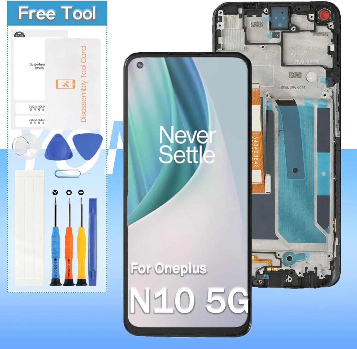 for One Plus Nord N10 5G Screen Replacement BE2029, BE2025, BE2026, BE2028 6.49" LCD Display Touch Digitizer Assembly with Frame(Not for Nord N100)