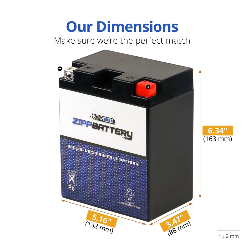 Zipp Battery YTX14AHL-BS (14AHL-BS 12 Volt,12 Ah, 210 CCA) Motorcycle Battery for Cagiva 350cc T4 E Elefant W12 2000