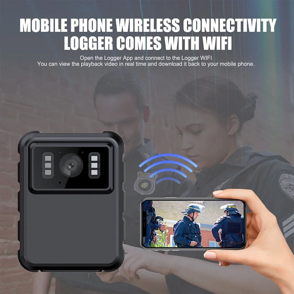 JLLOM Night Vision Camcorder - Mini Police Body Camera with 1080P Audio Video DVR and HD 2k Recording