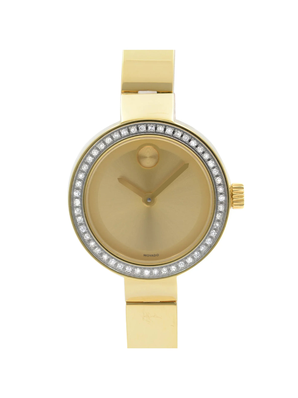 Movado Bold Museum 25mm Gold Plated Steel Diamond Quartz Ladies Watch 3600322