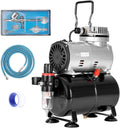 VIVOHOME 110-120V Professional Airbrushing Finish System with 1/5 HP Air Compressor and 1 Airbrush Kit for Tattoo Makeup Shoes Cake Decoration