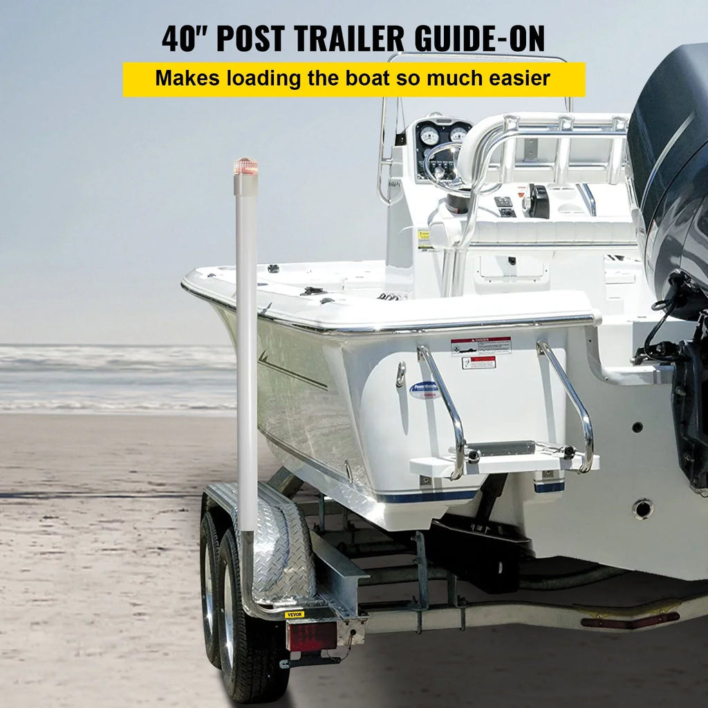 VEVORbrand Boat Trailer Guide-on, 40", 2pcs Galvanized Steel Trailer Post Guide on, with LED-Lighted Polyvinyl Tube Covers, Mounting Hardware Included, for Ski Boat, Fishing Boat or Sailboat Trailer