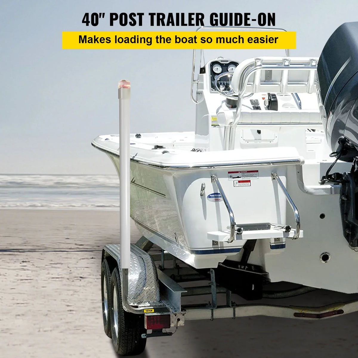 VEVORbrand Boat Trailer Guide-on, 40", 2pcs Galvanized Steel Trailer Post Guide on, with LED-Lighted Polyvinyl Tube Covers, Mounting Hardware Included, for Ski Boat, Fishing Boat or Sailboat Trailer