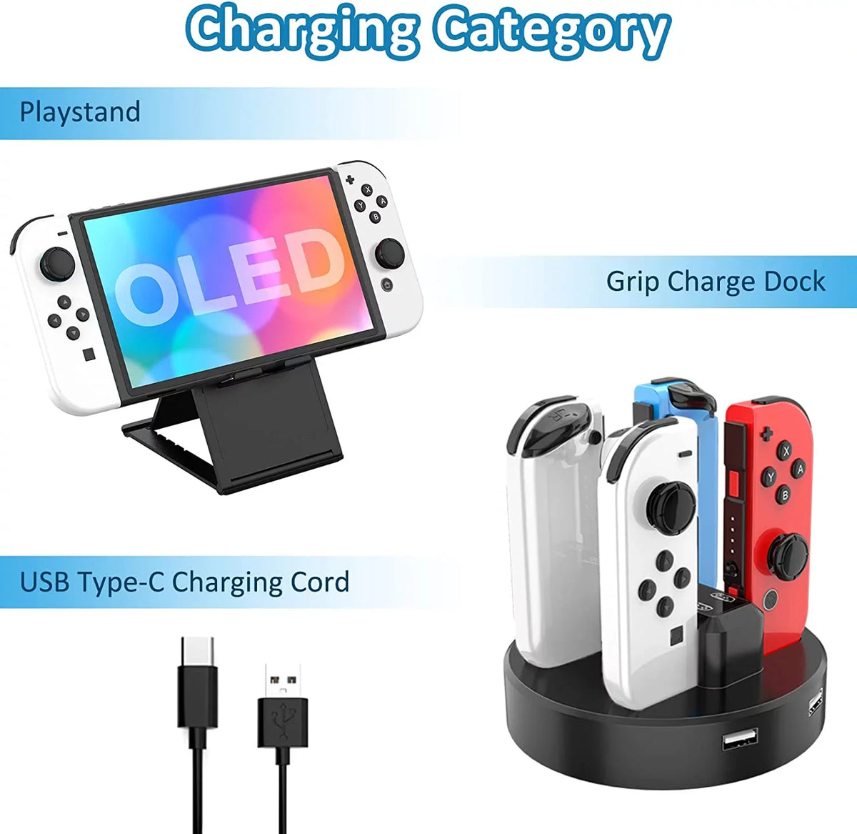 HEYSTOP Switch OLED Accessories for Nintendo Switch OLED Case Bundle,27 in 1 Carry Case for Switch OLED with Protective Cover,Grip Cover,Screen Protector,Game Cards Case,Grip Charge Dock, Black