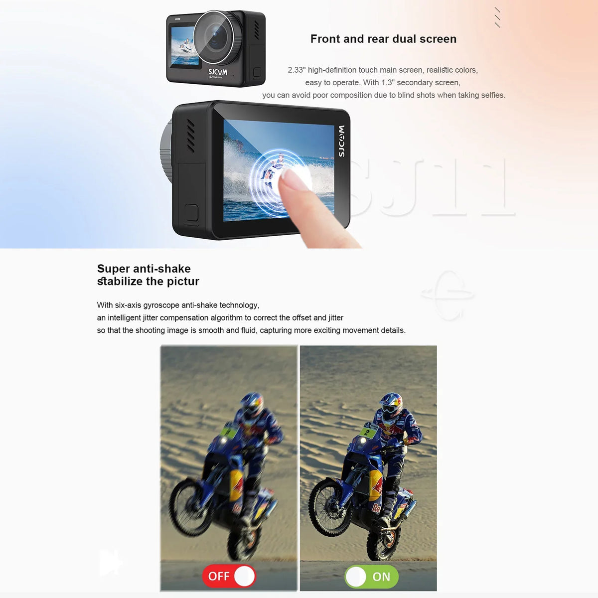 Action Camera Yabuy SJ11Active Action Camera Portable Camera 20MP Waterproof -shaking Dual Screen Support Live Streaming with Waterproof Case Adapters