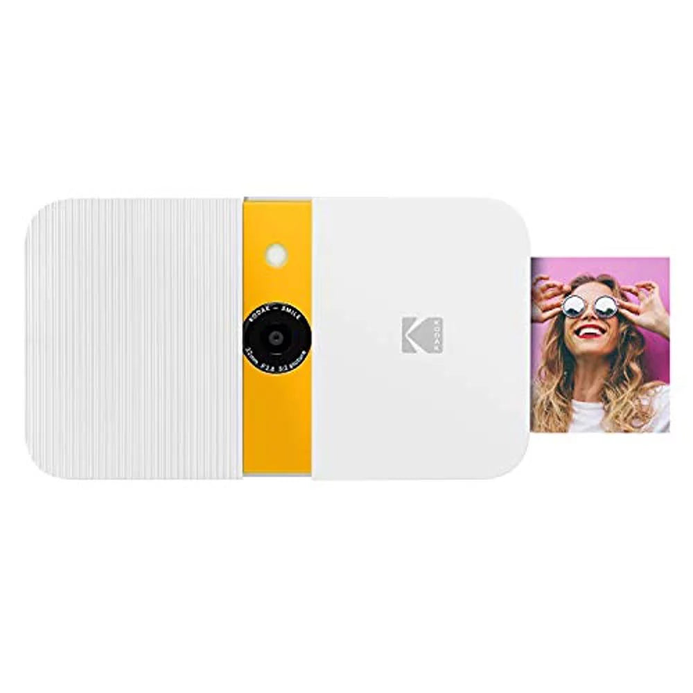 KODAK Smile Instant Print Digital Camera (White/Yellow) Photo Frames Bundle with Soft Case