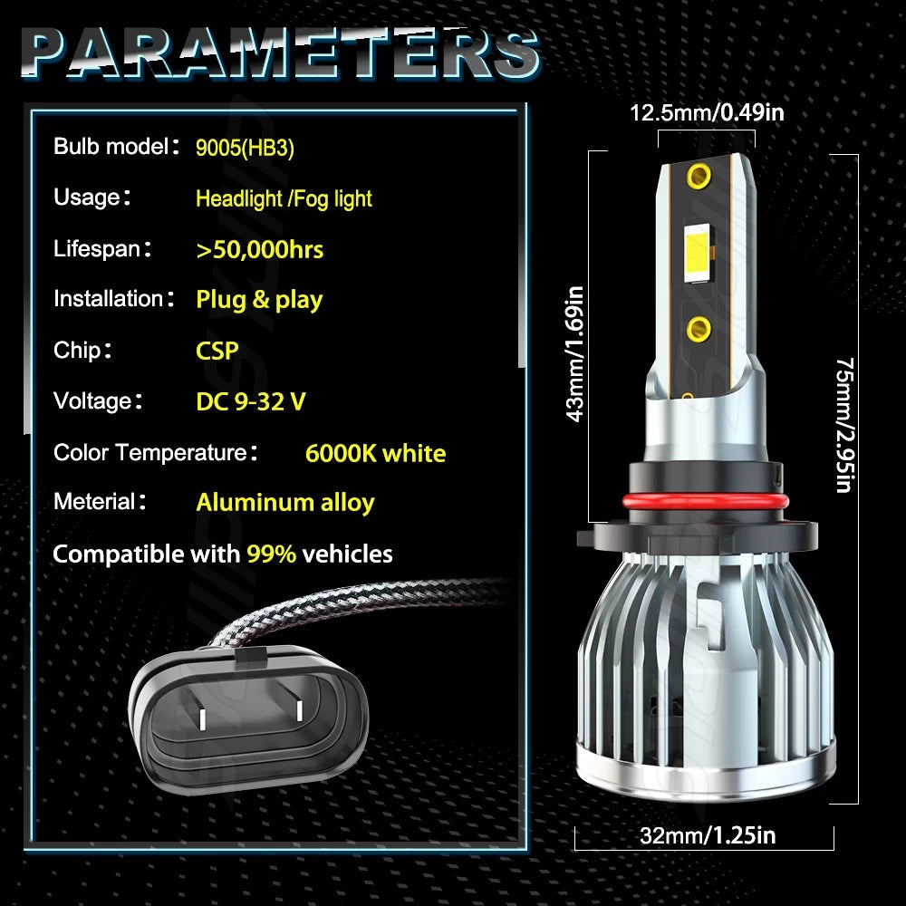 9005 D4S LED Headlight Bulbs 9005/HB3 High Beam D4S HID Low Beam Fog Light Combo 6Pcs