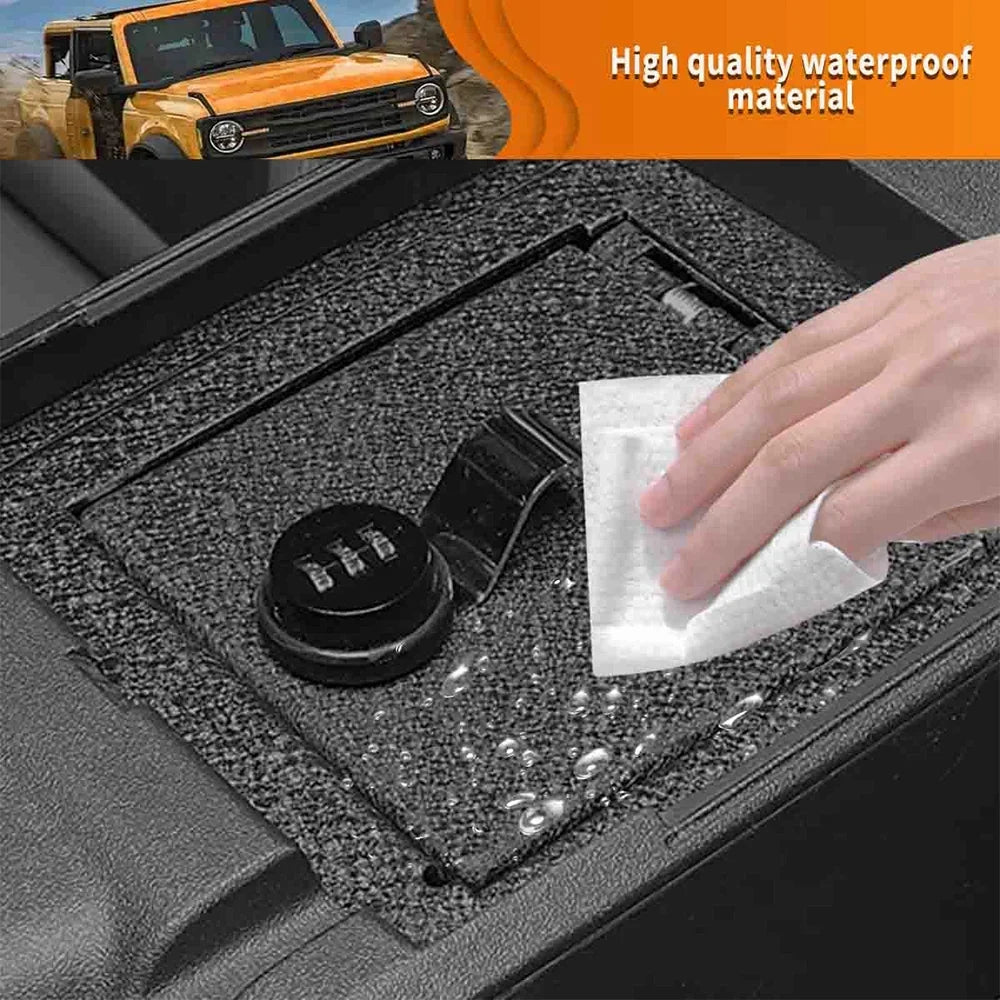 ALLTIMES Center Console Box Safe for Ford for Bronco 2Door/4Door 2021-2022, 3-Digit Password, Black Carbon Steel with Anti-rust Coating