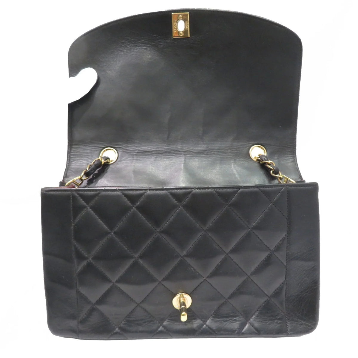Pre-Owned CHANEL Chanel Matelasse Diana Chain Shoulder Bag Black Lambskin Women's Men's (Fair)