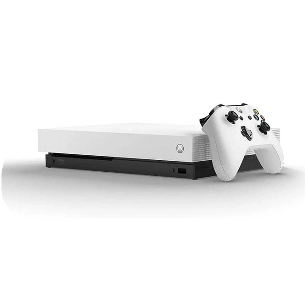 Microsoft Xbox One X 1TB, 4K Ultra HD White with BOLT AXTION Cleaning Kit Headset Bundle Like New