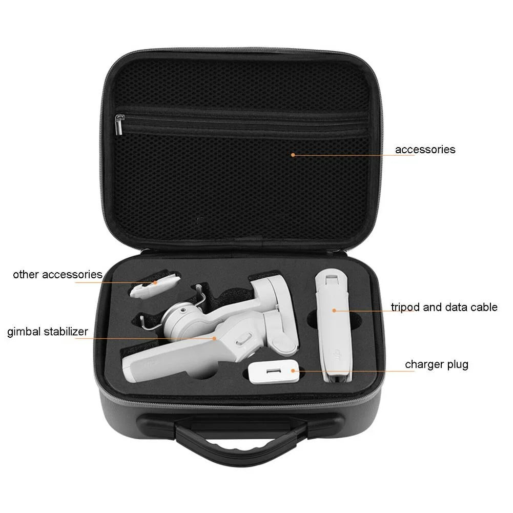 Gray Polyester Storage Case for DJI OM 4/Osmo Mobile 3 Lightweight, Protective Carry Handle