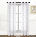 2 Pack: Regal Home Collections Embroidered Quatrefoil Semi Sheer Grommet Curtain Panels - Gray