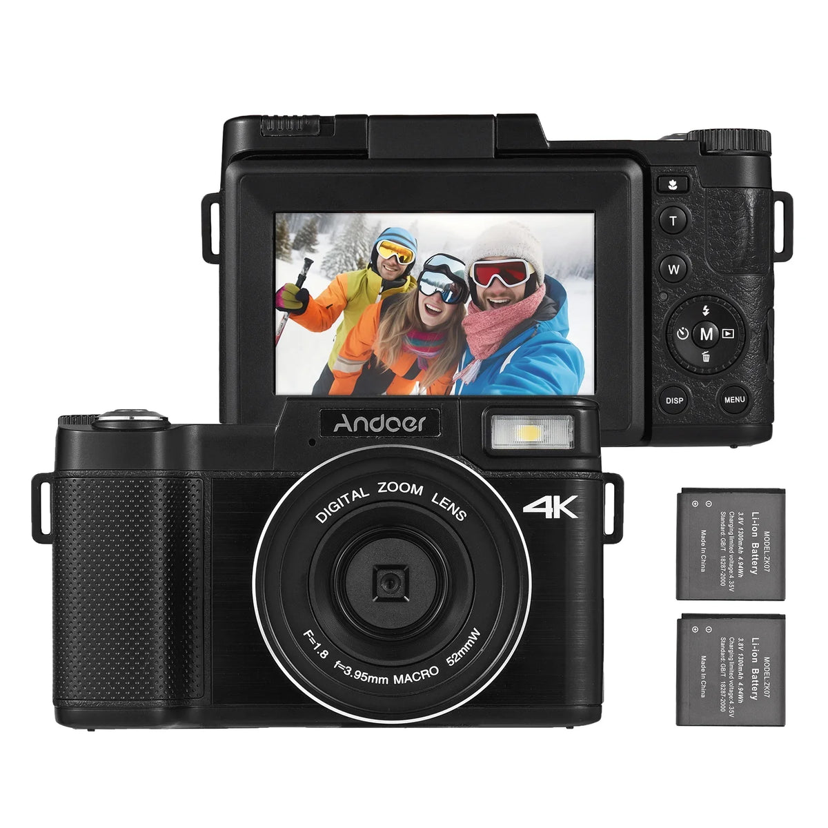 Andoer-2 Digital camera,TFT Rotatable Screen Rotatable Screen 48MP 16X Support 3.0-inch TFT Rotatable 2pcs Batteries Screen 48MP 4K Camera 3.0-inch TFT Portable Camera 3.0-inch 48MP 4K dsfen