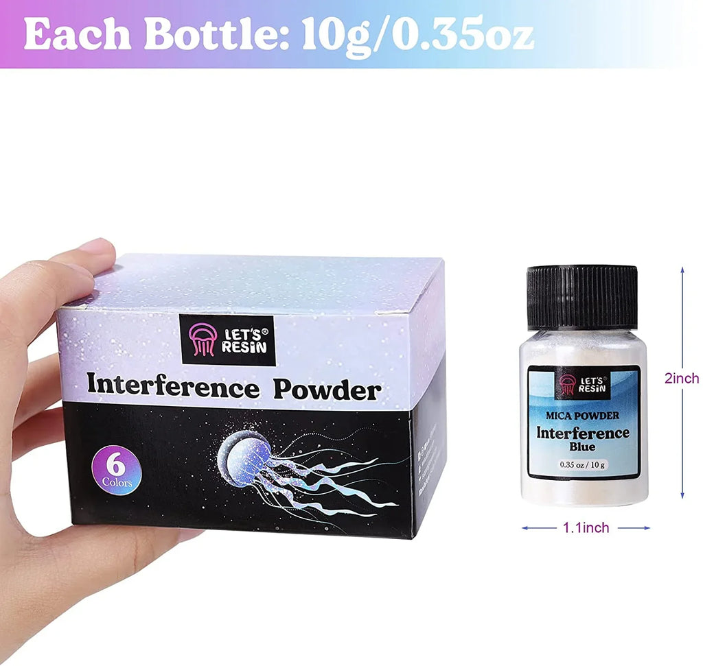 LET'S RESIN Resin Mica Powder, 6 Colors Interference Mica Powder for Epoxy Resin, Spirit Pearl Pigment Powder for Resin, Coat Slime, Art