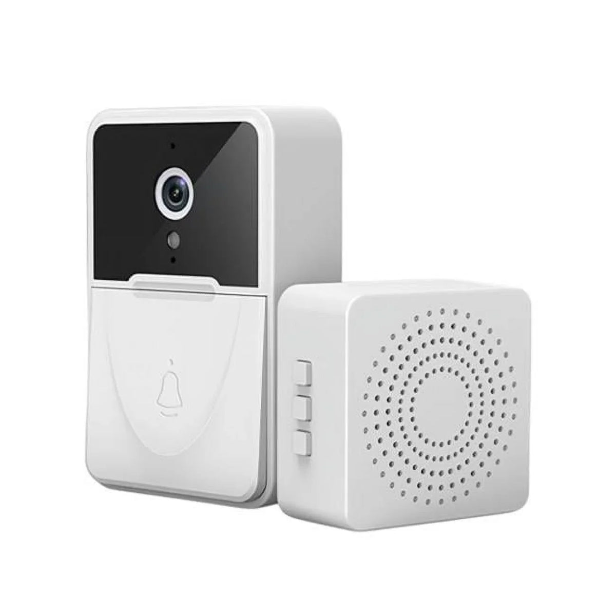 Fresh Fab Finds FFF-GPCT3605 Smart Wireless Wi-Fi Video Doorbell Security Phone Door Bell Intercom Camera Door Bell Chime Two Way Audio Night Vision, White