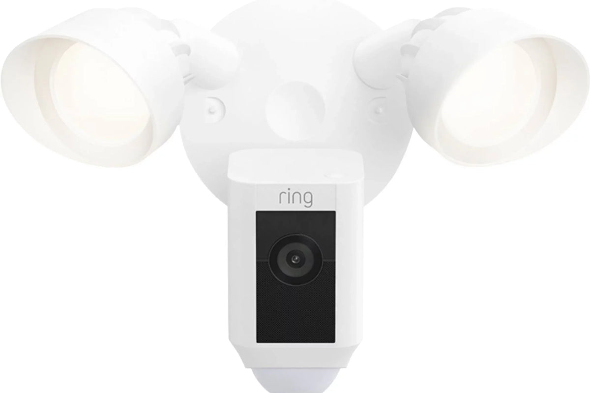 Restored Ring_Floodlight Cam Wired Plus with Motion Activated HD, White, 2021 Release, Outdoor, WiFi, IP/Network (Refurbished)