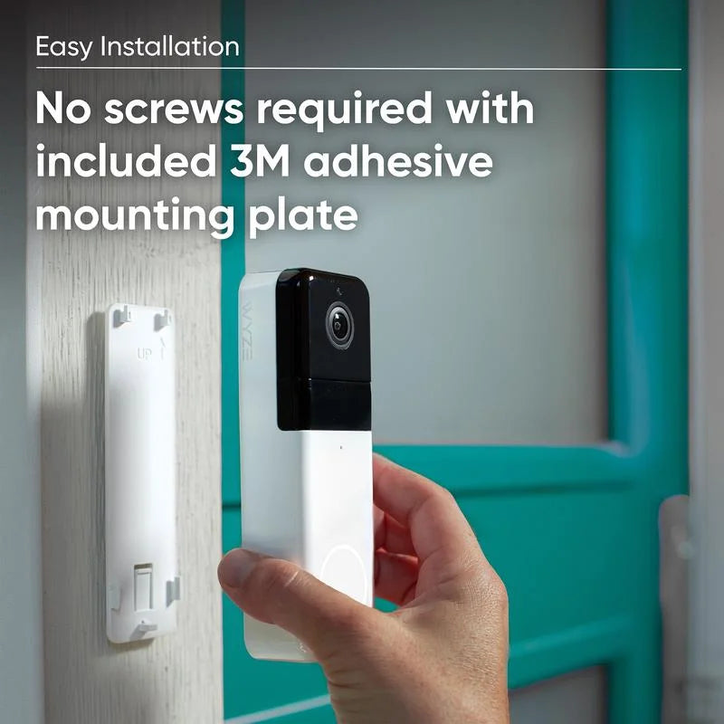 Wyze Video Doorbell Pro — Battery, Wireless Doorbell Camera w/ QHD Video, Adhesive Sticks to Walls, 1:1 Aspect Ratio, 2-Way Audio, Color Night Vision, Works w/ Alexa and Google Assistant