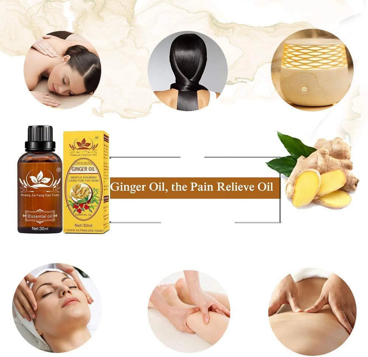 Cosprof Ginger Massage Oil, 5 Pcs Belly Drainage Ginger Oil, 100% Pure Natural Ginger Oil Lymphatic Drainage Massage, SPA Massage Grapeseed Oil for Skin, Perfect Valentine's Day Gift Set