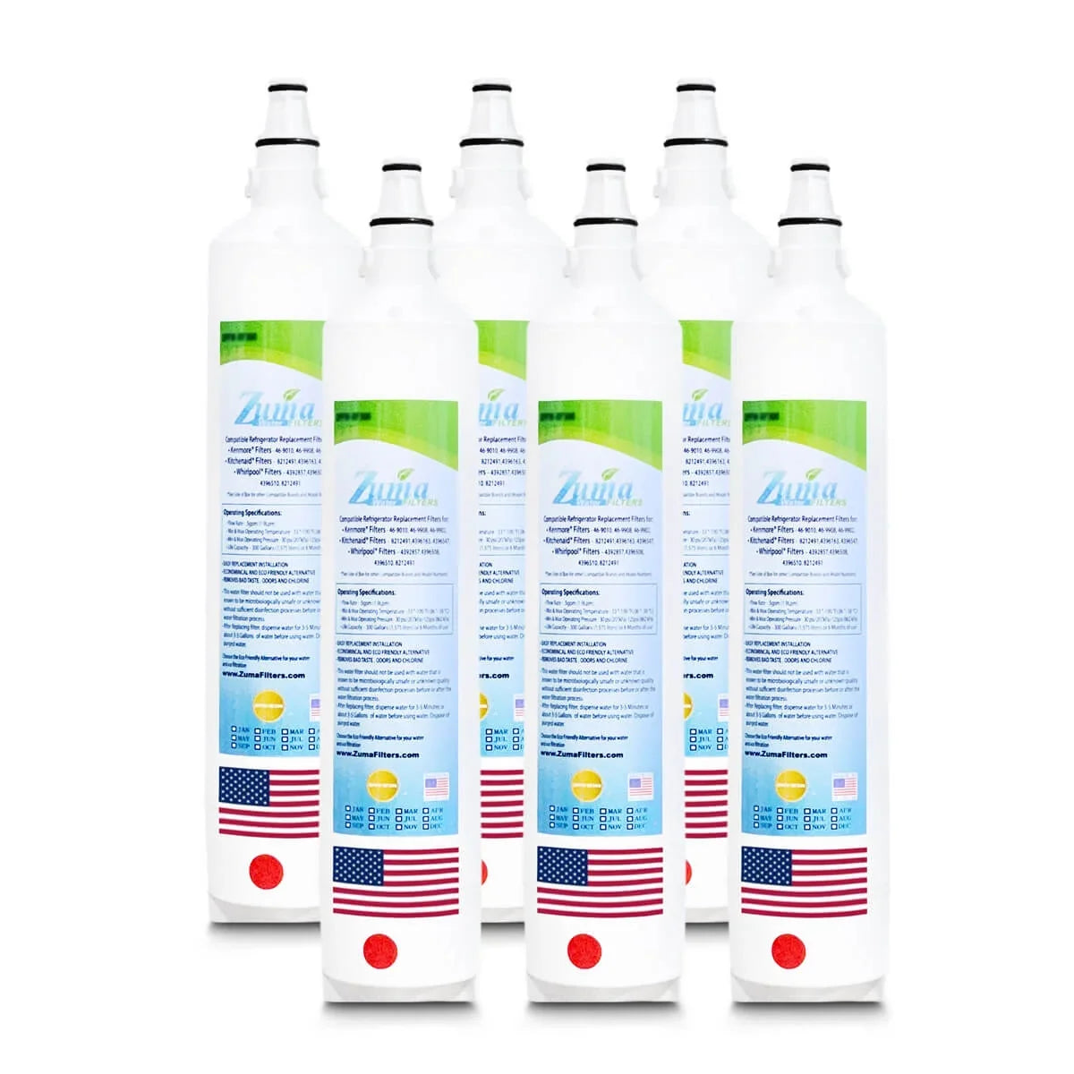 ZUMA Brand , Water Filters , Model # ZWFZ1-RF750 , Compatible with Subzero® BI48SIDO - 6 Pack - Made in U.S.A.