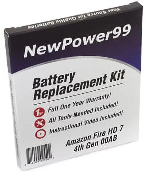 Amazon Fire HD 7" 4th Generation 00AB Battery Replacement Kit with Tools, Video Instructions, Extended Life Battery and Full One Year Warranty