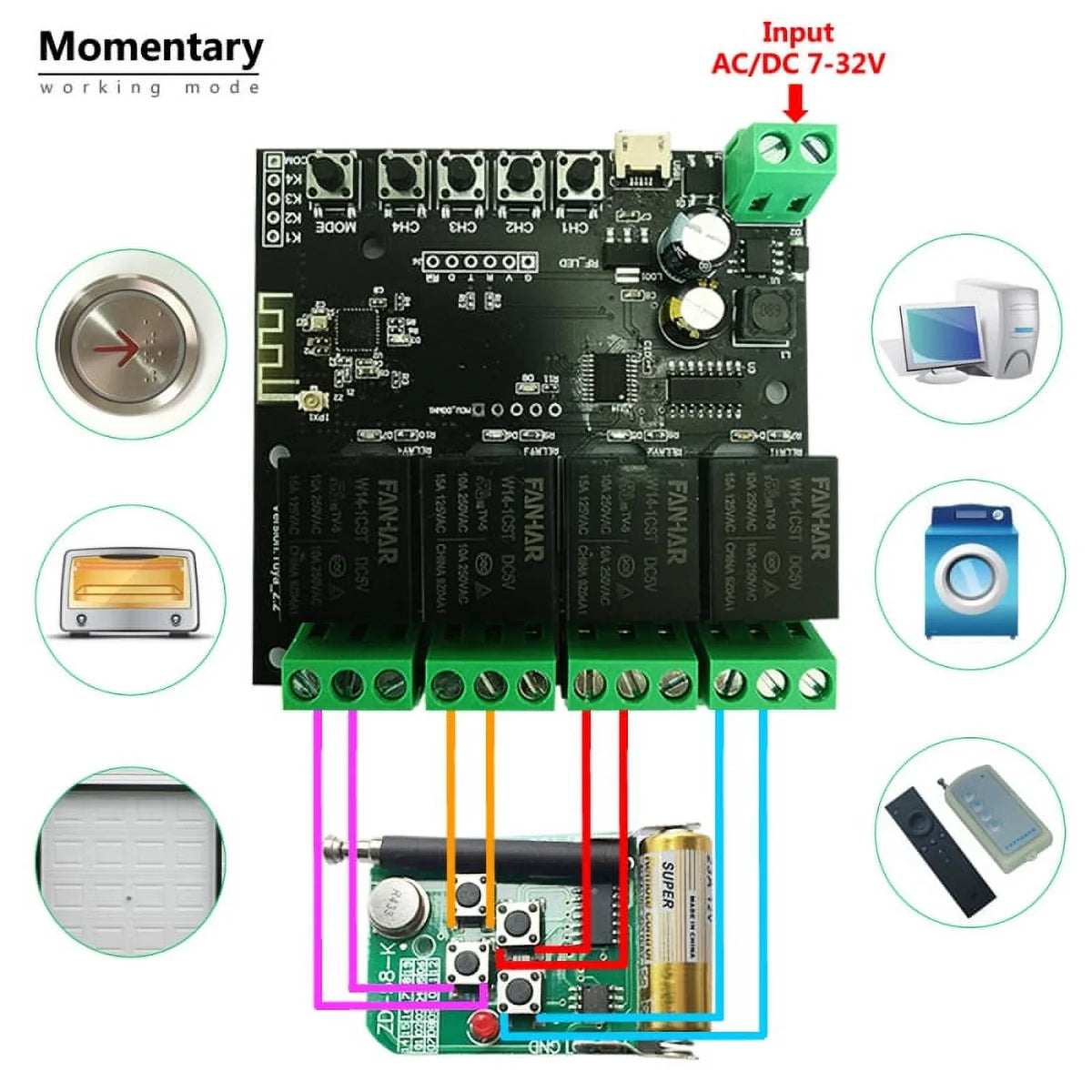WiFi Relay Tuya Smart Switch Module 12V Smart life APP Remote Control Timer DIY Inching Self-Locking Work with Alexa Google Home