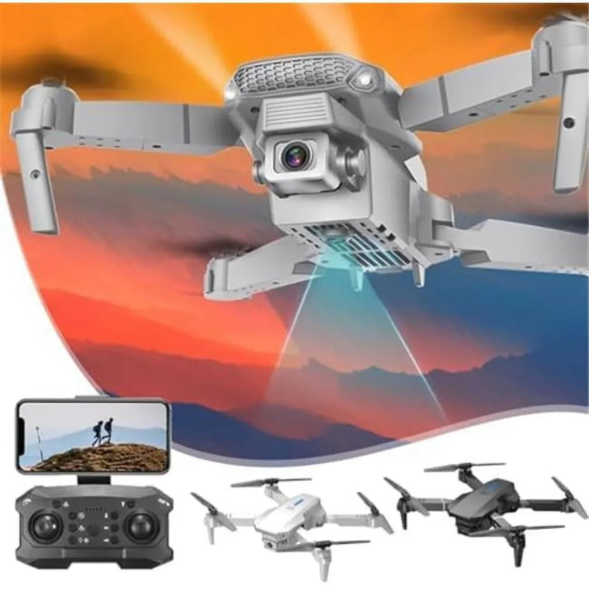 UNO1RC Night Vision Camera Drone with Dual 1080p HD FPV Camera Remote Control & Altitude Hold Headless Mode Start Speed Adjustment for Kids, Gray