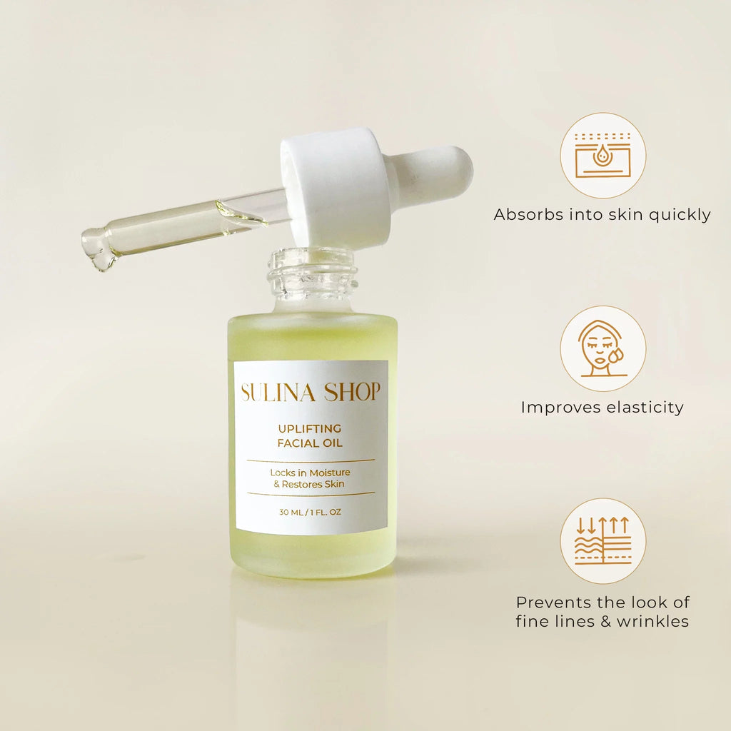 Sulina Shop Uplifting Facial Oil - Anti-Aging Moisturizing Skin Care Oil Made with Grapeseed, Pomegranate, Marula, Baobab, Fruit & Seed Oil - Cruelty-Free, Paraben Free - 30ml