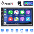 Podofo 2 Din Car Stereo with Apple D-play 7 inch Touch Screen Car MP5 Player Car Radio Bluetooth USB with 4 LED Rear View Camera