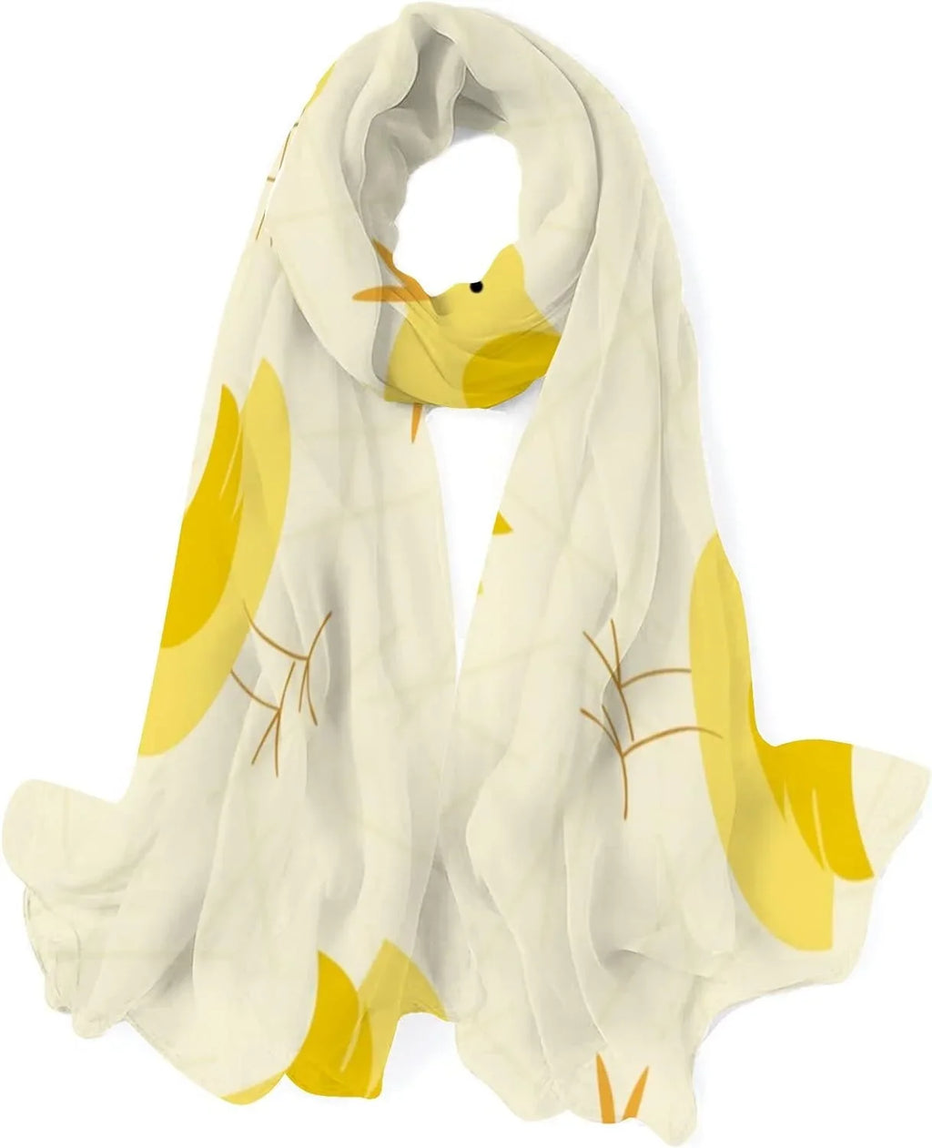 Hyjoy Cute Yellow Birds Long Silk Neck Scarf Lightweight Shawl Wrap Scarves for Women Girls