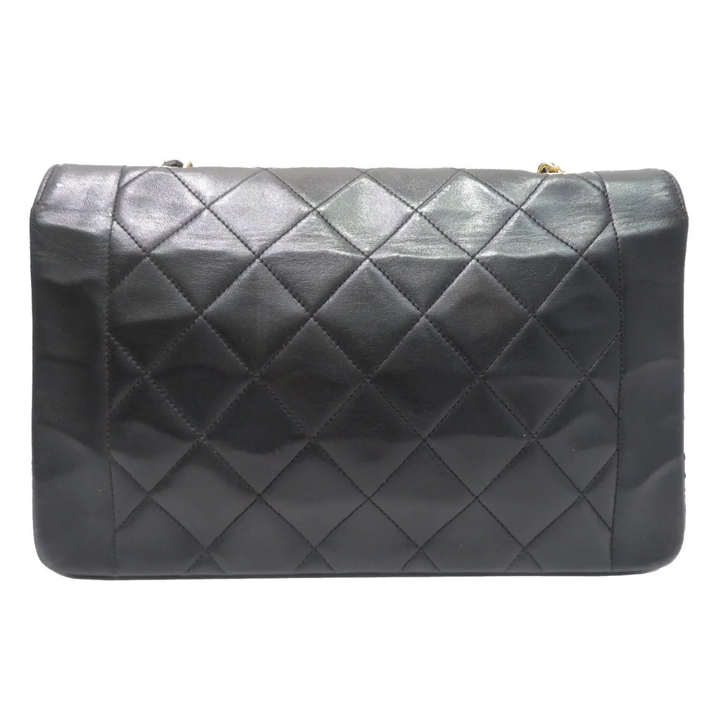 Pre-Owned CHANEL Chanel Matelasse Diana Chain Shoulder Bag Black Lambskin Women's Men's (Fair)