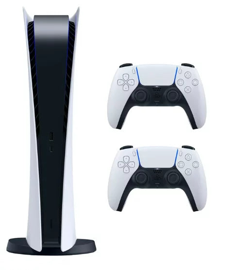 2023 New PlayStation 5 Digital Version PS5 Console with 2 Wireless Controllers - White