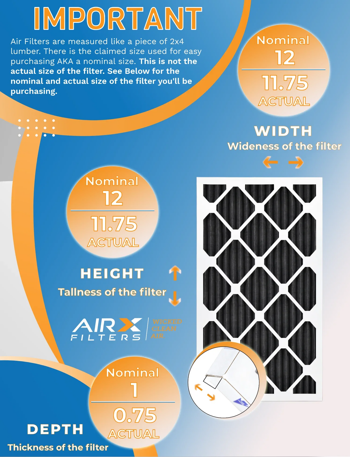 12x12x1 Air Filter MERV 8 Rating, 12 Pack of Furnace Filters Comparable to MPR 700, FPR 5, Pet Odor Retention Filters - Made in USA by AIRX FILTERS WICKED CLEAN AIR.