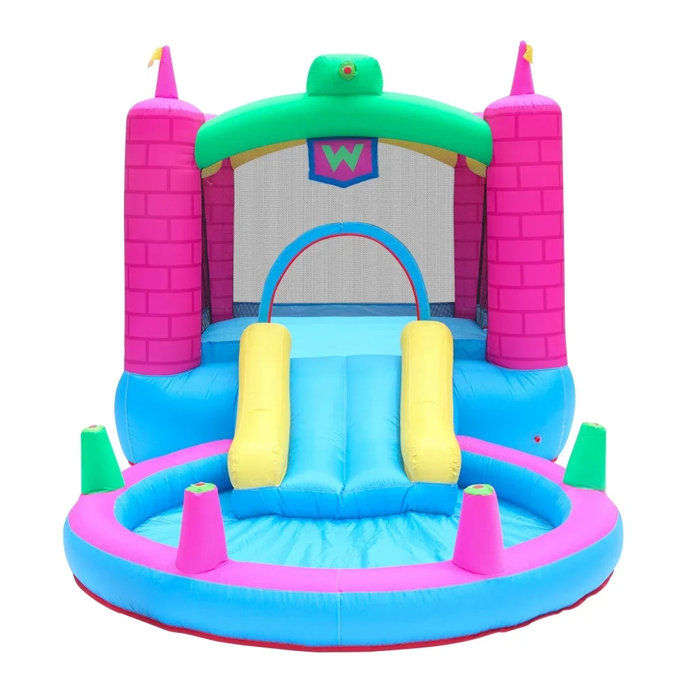 SalonMore Air-filled Bounce House with Blower,Pool & Water Slide & Splash,Multi-color Tank