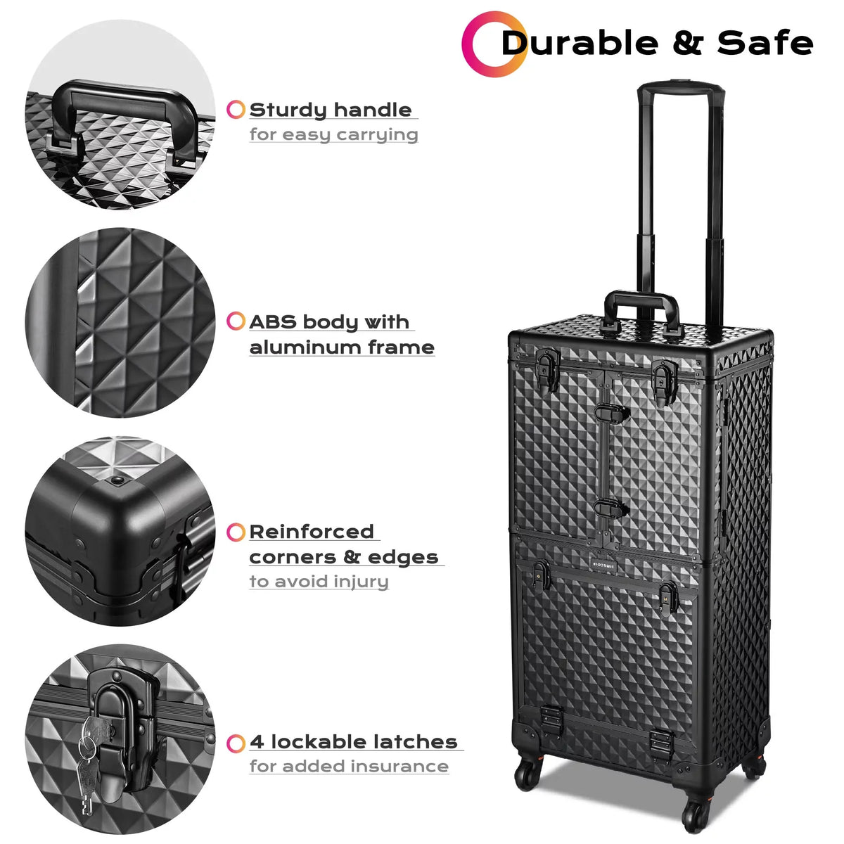 Byootique Rolling Makeup Case Trolley Cosmetic Organizer Hair Stylist Salon