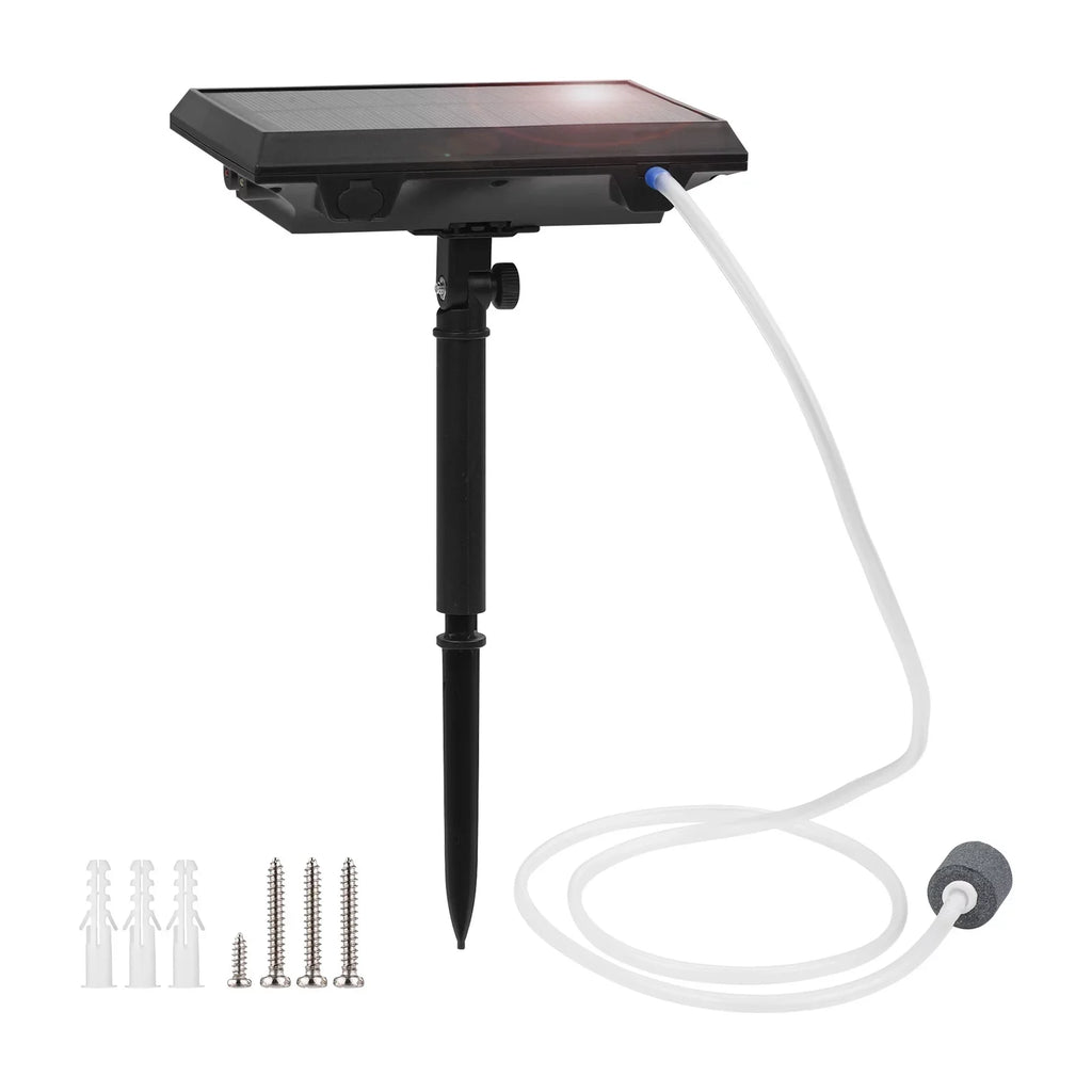 Htovila 5.5V 1.5W Solar Air Pump Fish Oxygenator with Aquarium & Air Bubble Stone Pond Pump Aerator Rechargeable for Fishing Fish Tranportation Small Ponds Pools Circulation Garden Landscap