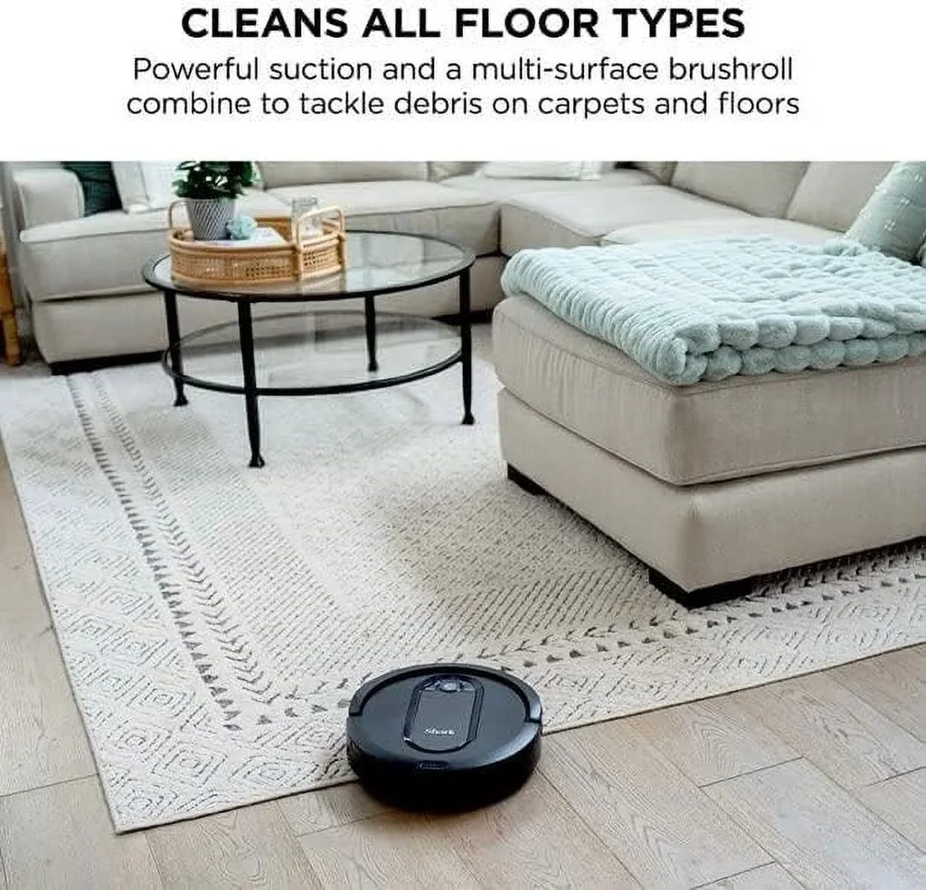 Restored Shark RV990 EZ Robot Vacuum with Row-by-Row Cleaning, Powerful Suction, Perfect for Pet Hair, Wi-Fi, Carpets & Hard Floors (Black)- Renewed