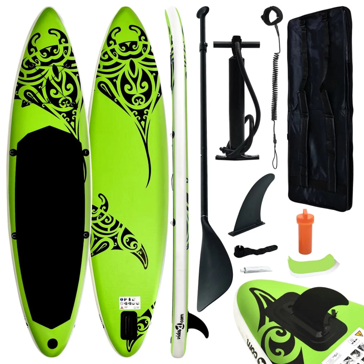 Walmeck Blow-up Paddleboard Set 126"x29.9"x5.9" Green