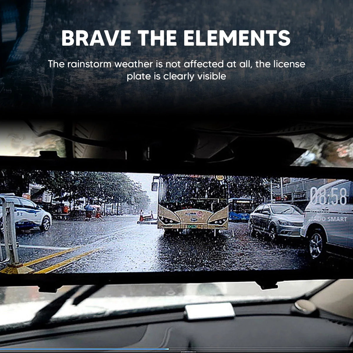 Car Rear View Mirror Camera Dual Dash Cam DVR Video Recorder Driving Recorder with Night Vision Panoramic Rearview Mirror with 4K 12" Full Touch Screen