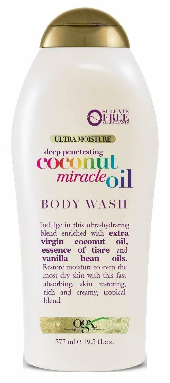 Ogx Body Wash Extra Creamy + Coconut Oil, Sulfate Free, 19.5oz, 3-Pack