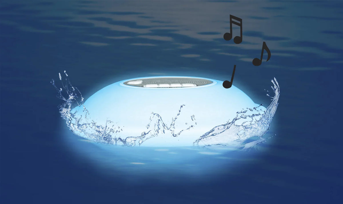 Poolmaster Multi-Light Floating Waterproof Portable Bluetooth Speaker - 7 Color LED Backlight Display with Phone Call Functionality for Swimming Pools, Lakes, Outdoors