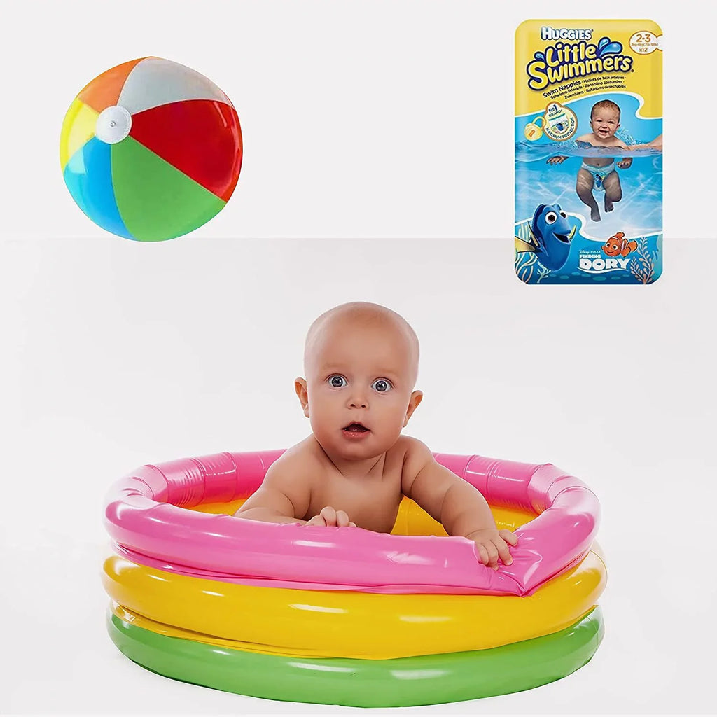 X-Small - Little Swimmers Disposable Swim Diapers, 7lb-18lb., 12-Count Bonus Air-filled Pool Ball 5 inch