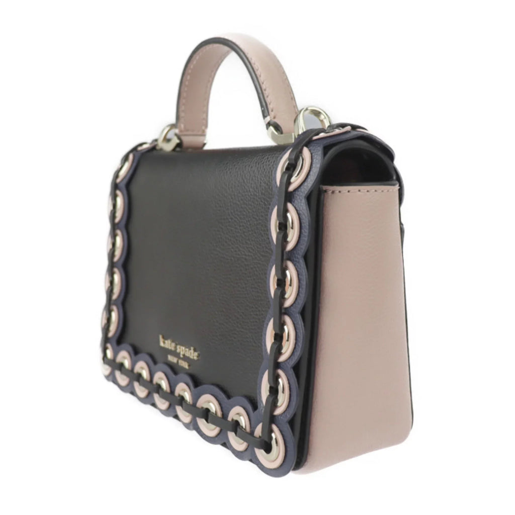 Pre-Owned Kate Spade Maisy Patternson drive grommet handbag WKRU5899 leather black pink beige gold hardware 2WAY shoulder bag punching (Good)