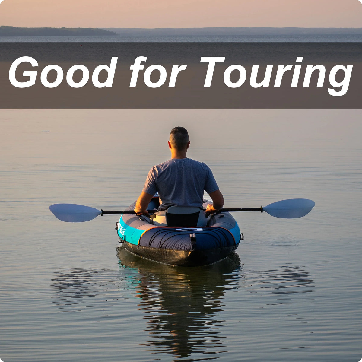 BRIGHT BLUE Blow-up Touring White Water Paddling Kayak 1-2 Persons sit-on with Paddles,Hand Pump,Backpack,Fins