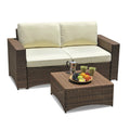 W Unlimited Studio Shine 3 Piece Modular Patio Loveseat Set in Dark Brown