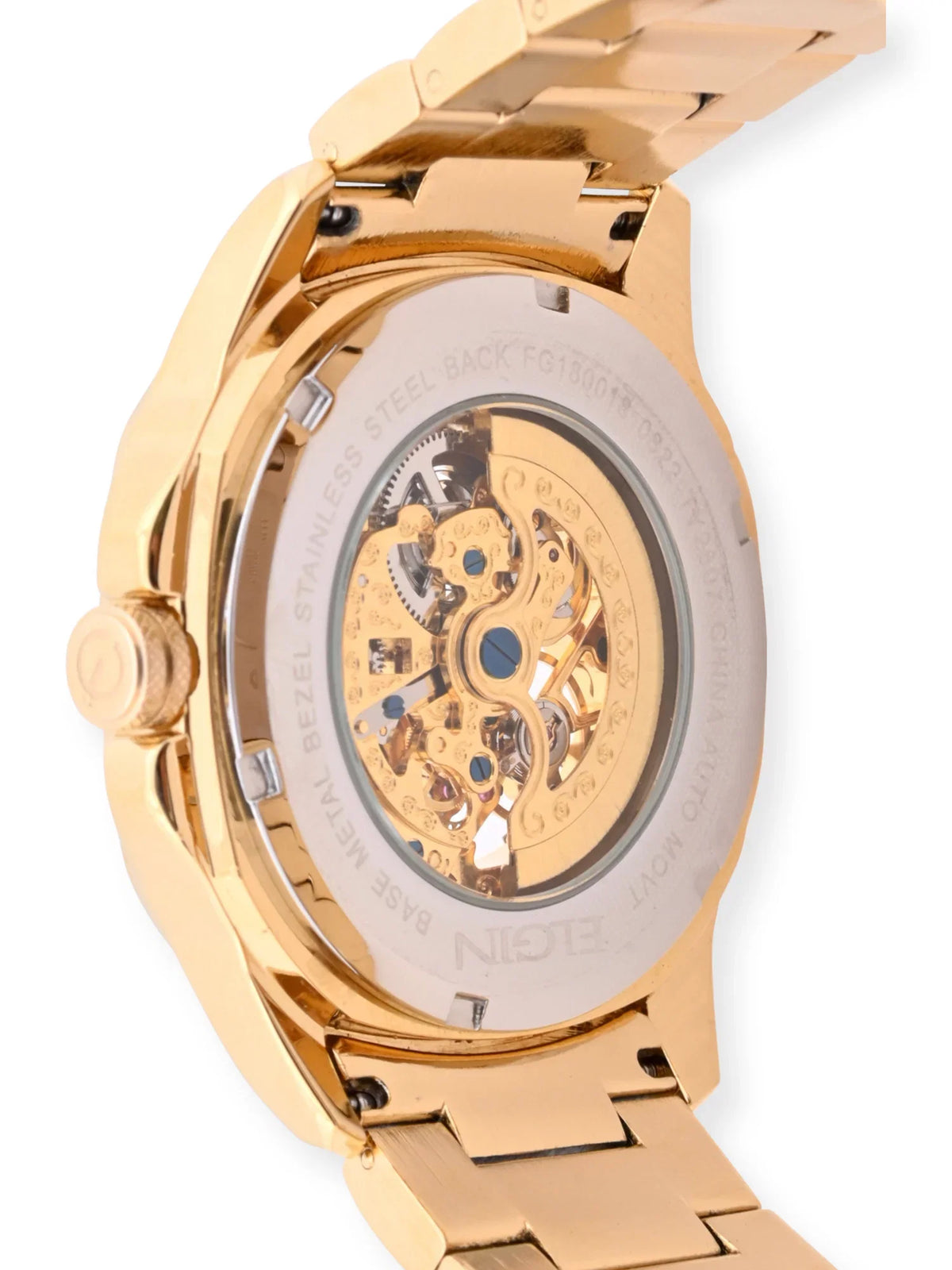 Elgin Adult Male Watch with Allow Case and Brass Bezel in Gold with Czech Stones (FG180018)