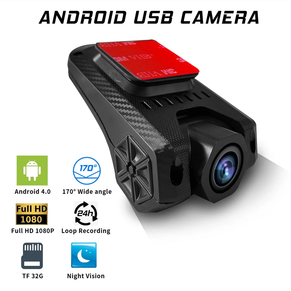 USB 1080P HD Dash Camera Car DVR Night Vision 170 Wide Angle Road Video Recorder Support ADAS Loop Recording