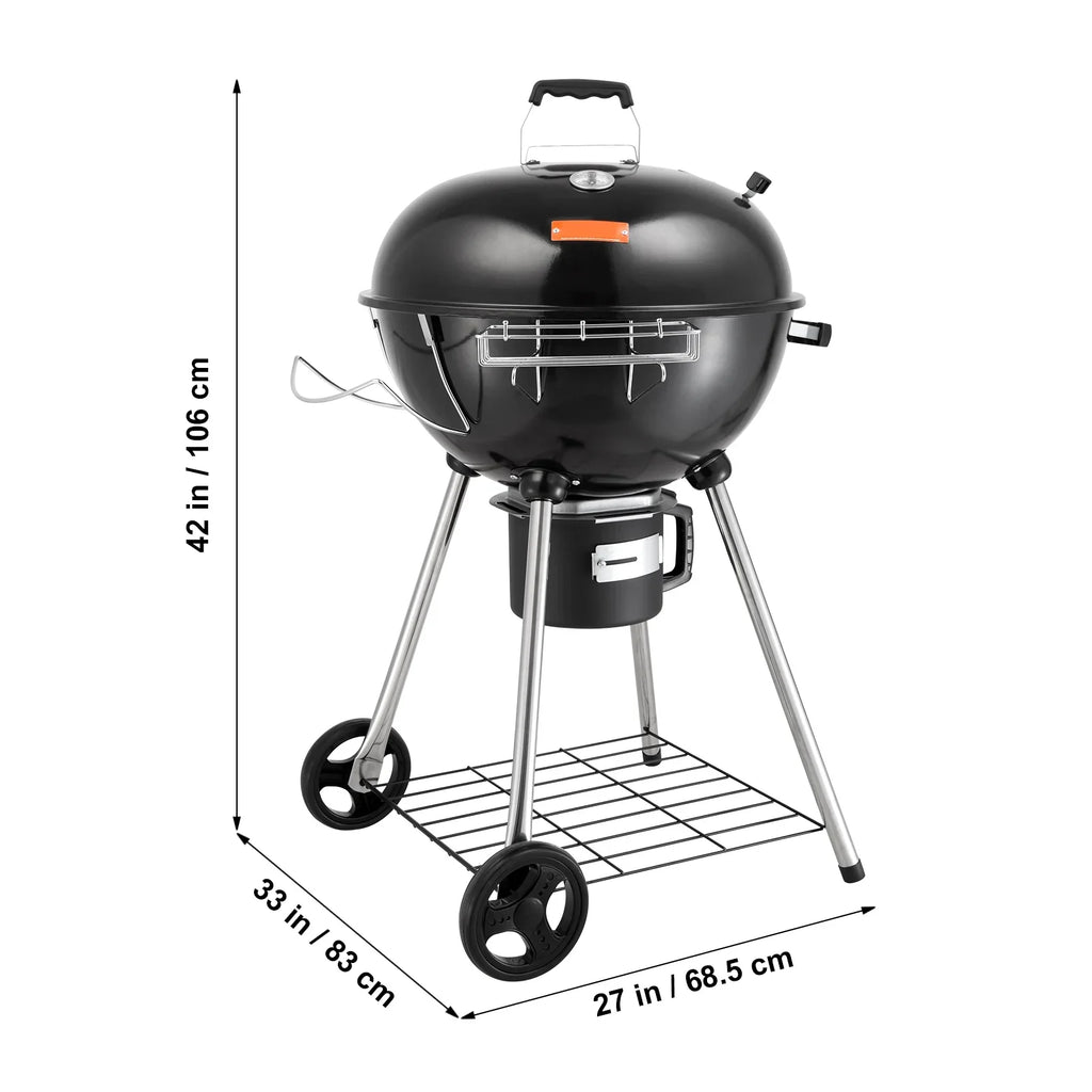 Skyflow 22 inch Kettle Charcoal Grill Outdoor Picnic Patio Barbecue Cooking, Portable Grill Propane Gas Kettle Grills w/Cover, Iron & Steel Small BBQ Grill