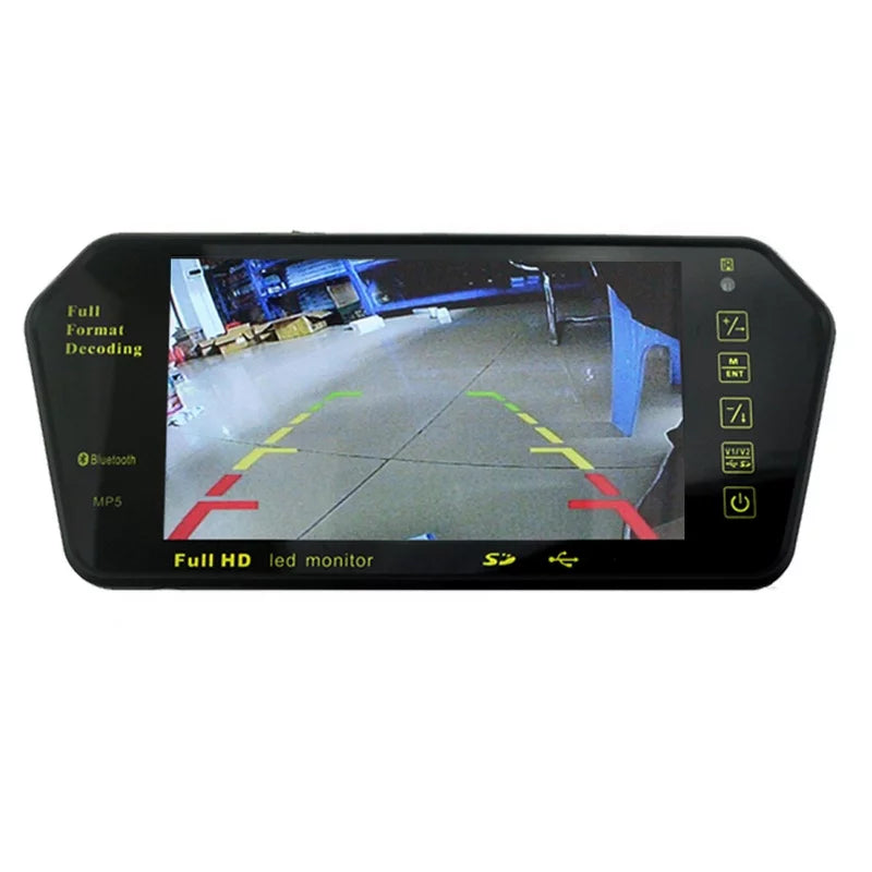 Full HD 7" inch TFT LCD Car Monitor Car RearView Mirror with Built-in Bluetooth Mp5 FM Photo Display USB TF Slot
