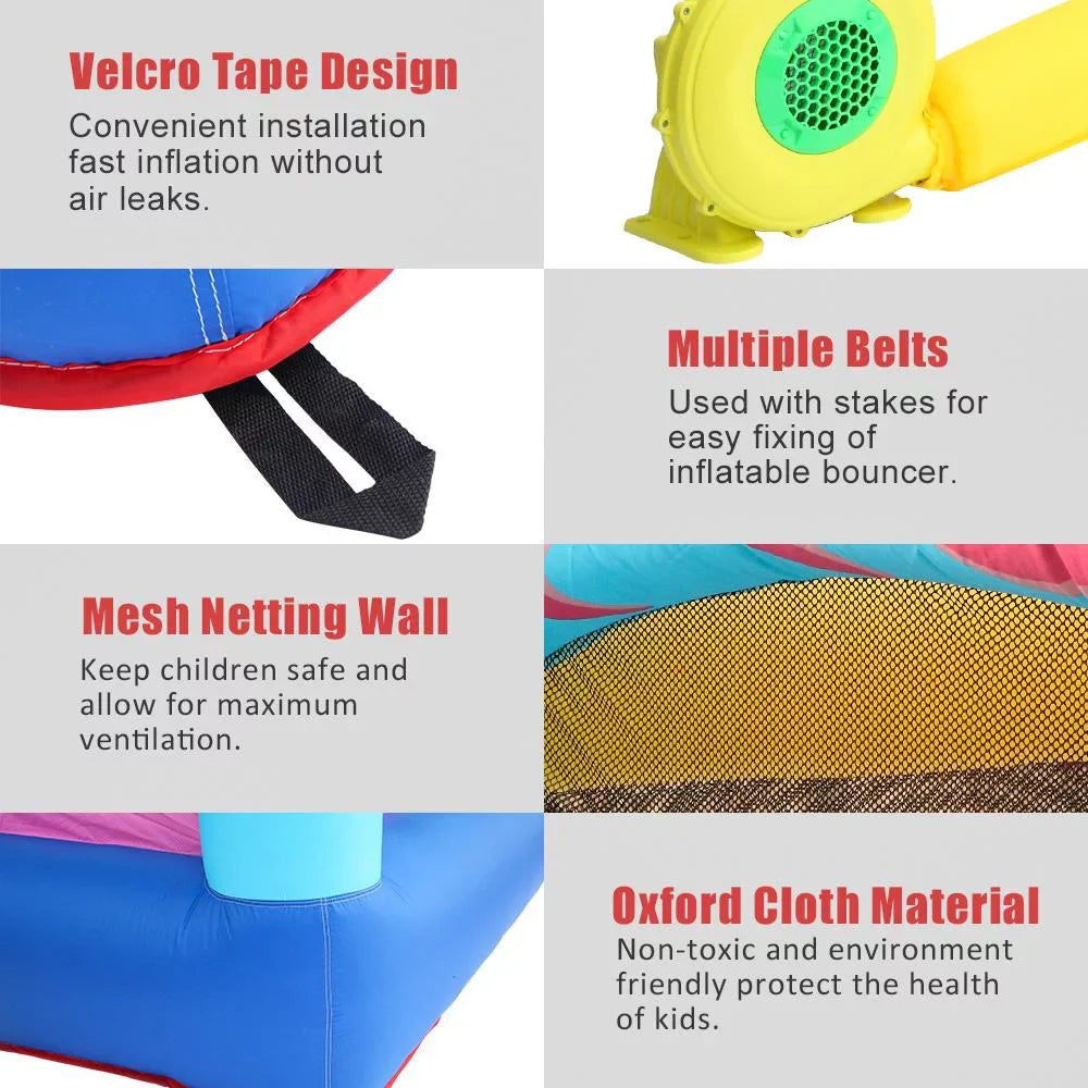 SalonMore Air-filled Bounce House with Blower,Pool & Water Slide & Splash,Multi-color Tank